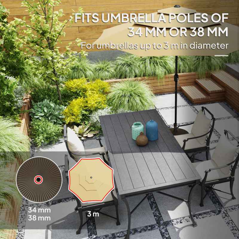 Outsunny Garden Parasol Base Holder, 28kg Sand Filled, 23kg Water Filled, Sun Umbrella Base Outdoor Umbrella Stand Weight, Brown