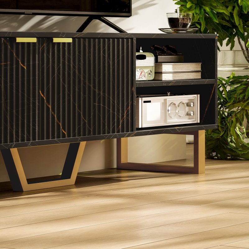 HOMCOM Marble Effect TV Unit, TV Stand Cabinet for up to 70