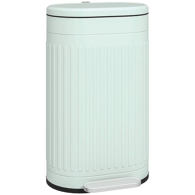 HOMCOM 30 Litre Pedal Bin, Fingerprint Proof Kitchen Bin with Soft-close Lid, Metal Rubbish Bin with Foot Pedal and Removable Inner Bucket
