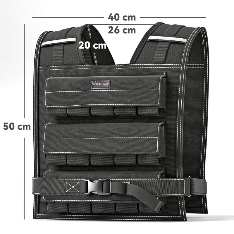 SPORTNOW 15KG Adjustable Weighted Vest, Weight Vest with 15 Metal Weights, Adjustable Straps and Reflective Strips, for Men and Women Running Cardio Exercise Strength Training