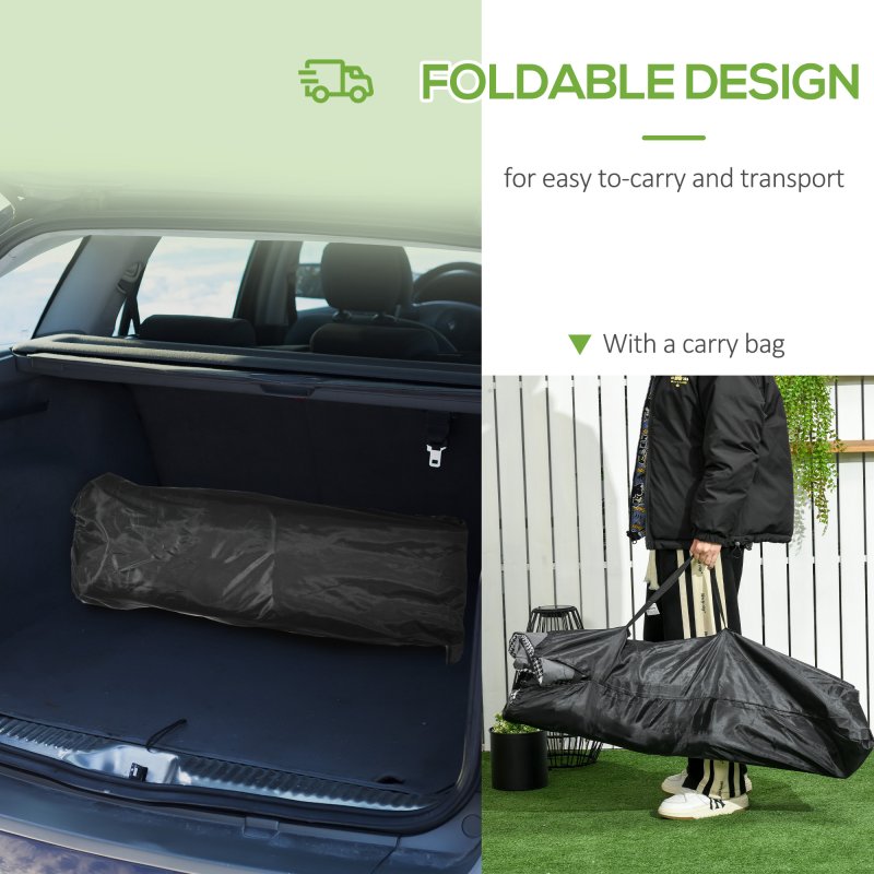 Outsunny Camping Bed for Adults, Single Folding Camp Bed, Padded Portable Camping Cot for Sleeping, with Carry Bag, Side Pocket and Cup Holder for Outdoor, Travel, Fishing, Black