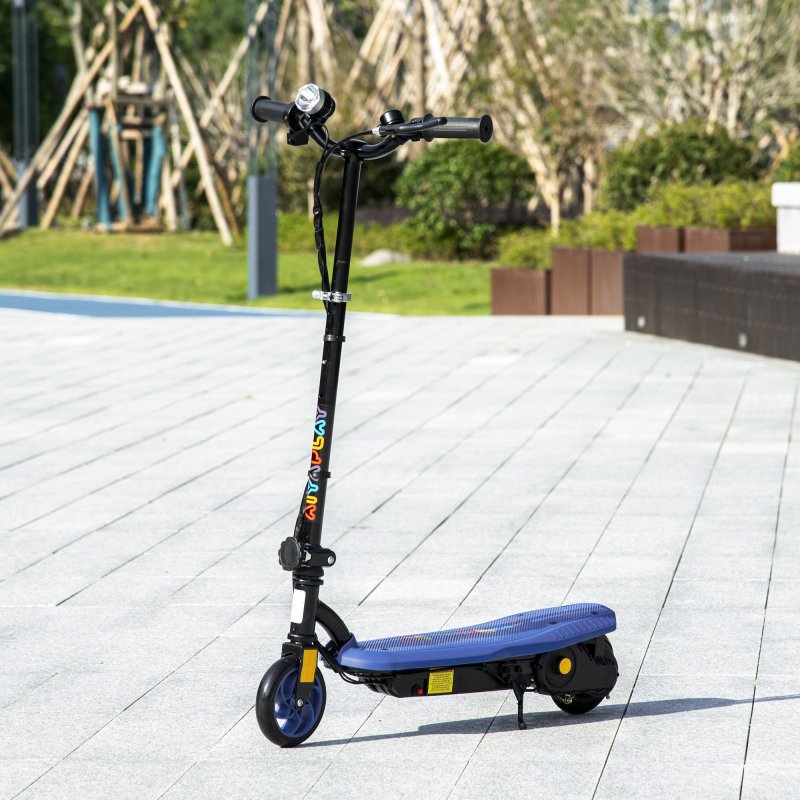 HOMCOM 120W E-Scooter Folding Electric Scooter with 12km/h Maximum Speed, Three Mode LED Headlight, Adjustable Height, Warning Bell, for Ages 7-14 Years - Blue