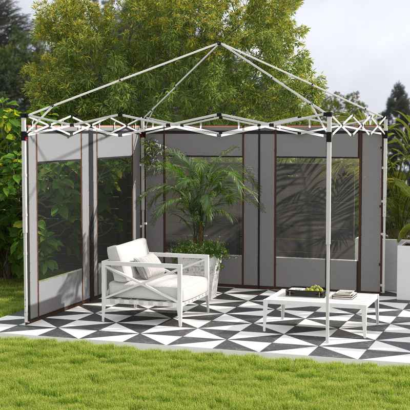 Outsunny Gazebo Side Panels with Zipped Doors and Windows, for 3x3(m) or 3x6m Pop Up Gazebo, 2 Pack Sides Replacement, Grey