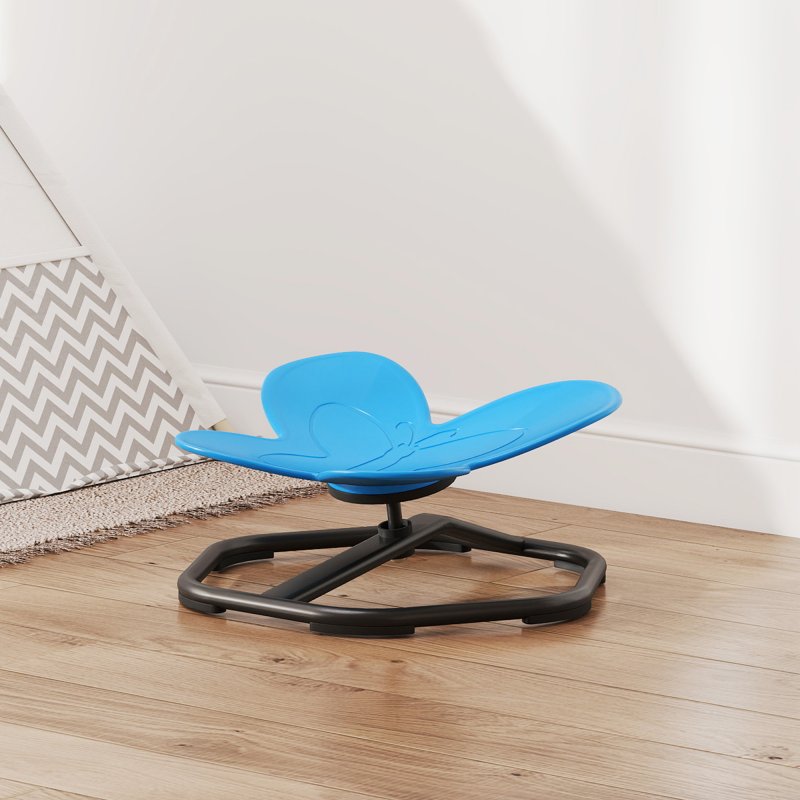 AIYAPLAY Sensory Spinning Chair for Kids, Butterfly-Shaped Swivel Chair for Balance and Coordination Training, Multi-Position Spinning Seat with Non-Slip Base, Blue