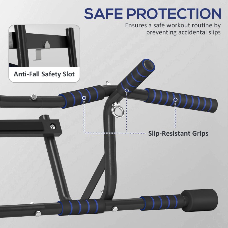 SPORTNOW Pull Up Bar Doorway with Non-Slip Multi Grips, Door Frame Chin Up Bar, Push up Stand with Anti-Fall Slot for Home Gym Upper Body Workout, Black