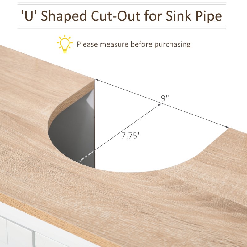 kleankin Under Sink Cabinet, Bathroom Sink Cabinet with 2 Doors, Pedestal Under Sink Design, Freestanding Bathroom Cupboard with Adjustable Shelf
