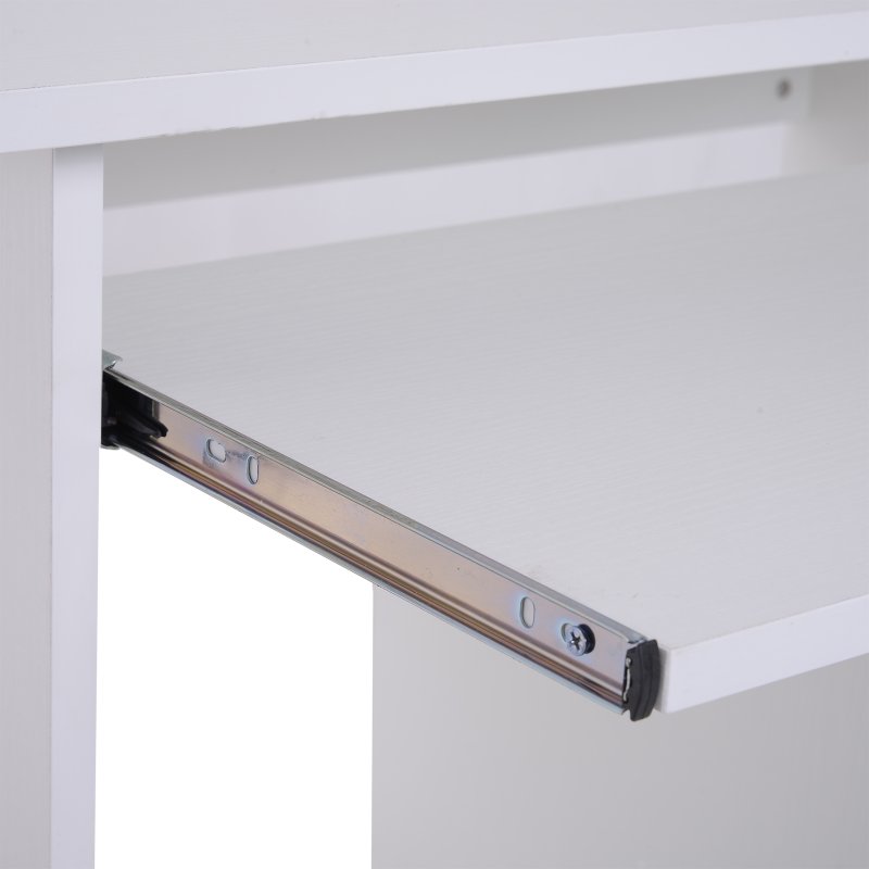 HOMCOM Compact Small Computer Table Wooden Desk Keyboard Tray Storage Shelf Modern Corner Table Home Office