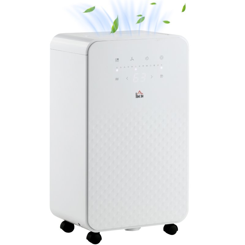 HOMCOM 10L/Day 2000mL Portable Quiet Dehumidifier with Air Purifier Filter, 24H Timer, 5 Modes, Electric Moisture Air Dehumidifier for Home Laundry Basement, White