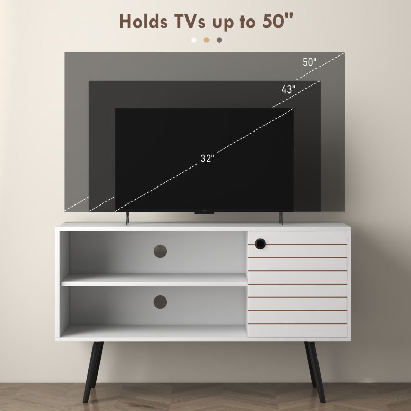 HOMCOM TV Stand Cabinet for  TVs, TV Unit with Open Shelves, Soft-close Door and Cable Holes, Entertainment Unit for Living Room