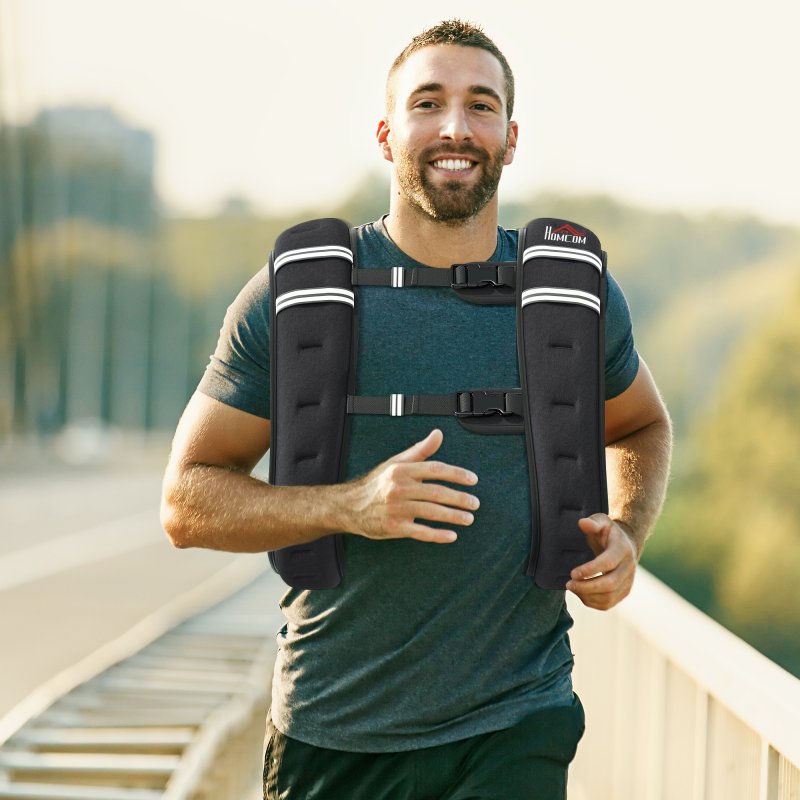 HOMCOM 10KG Weighted Vest, Running Weight Vest with Adjustable Straps, Convenient Pocket and Reflective Strips, for Men and Women Cardio Exercise Strength Training Workout