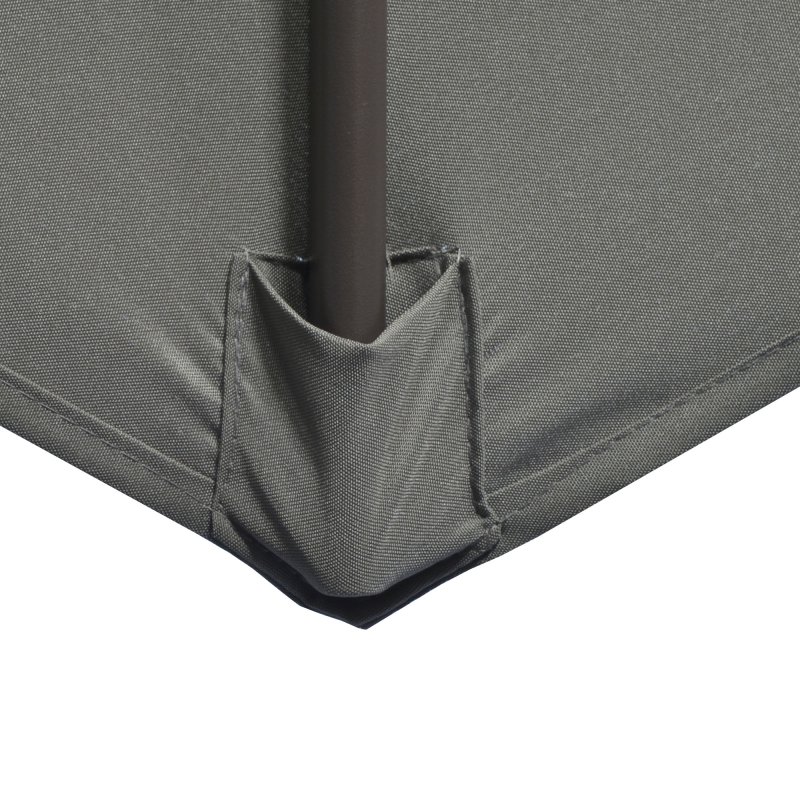 Outsunny 3(m) Cantilever Parasol 360 Rotation Roma Umbrella Hanging Sun Shade with Aluminium Frame, Tilt Crank, 8 Ribs and Cross Base, Dark Grey