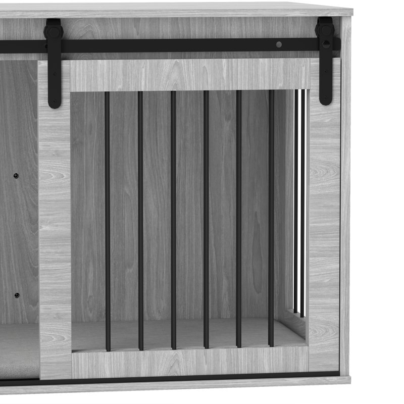 PawHut Dog Crate Furniture, Dog House Furniture Style for Extra Large Dogs, Dog Kennel with Removable Cushion for Indoor Use, 118 x 60 x 73 cm, Grey