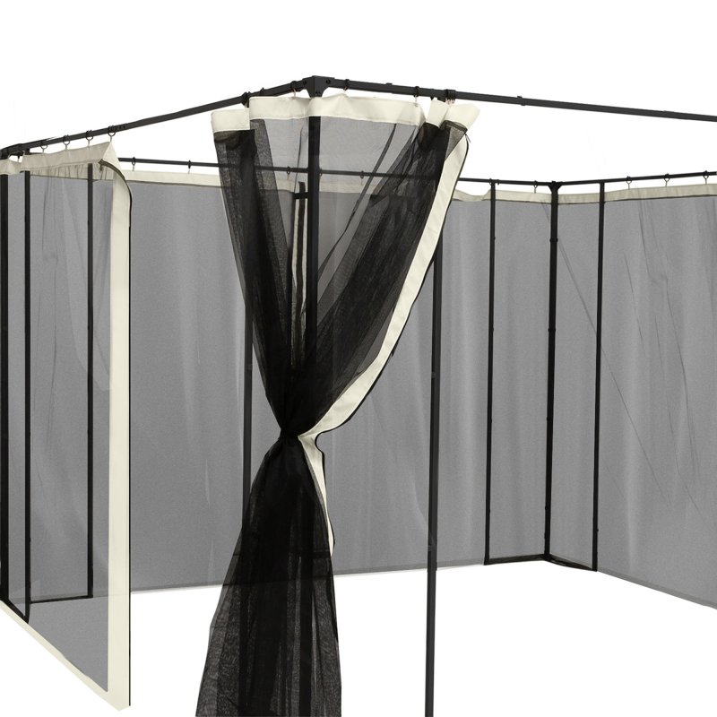 Outsunny fit 13x10ft Gazebo Universal Replacement Mosquito Netting for Patio Gazebos and Canopy Tents with Zippers for 3(m) x 4m Gazebo, (Sidewall Only) Beige