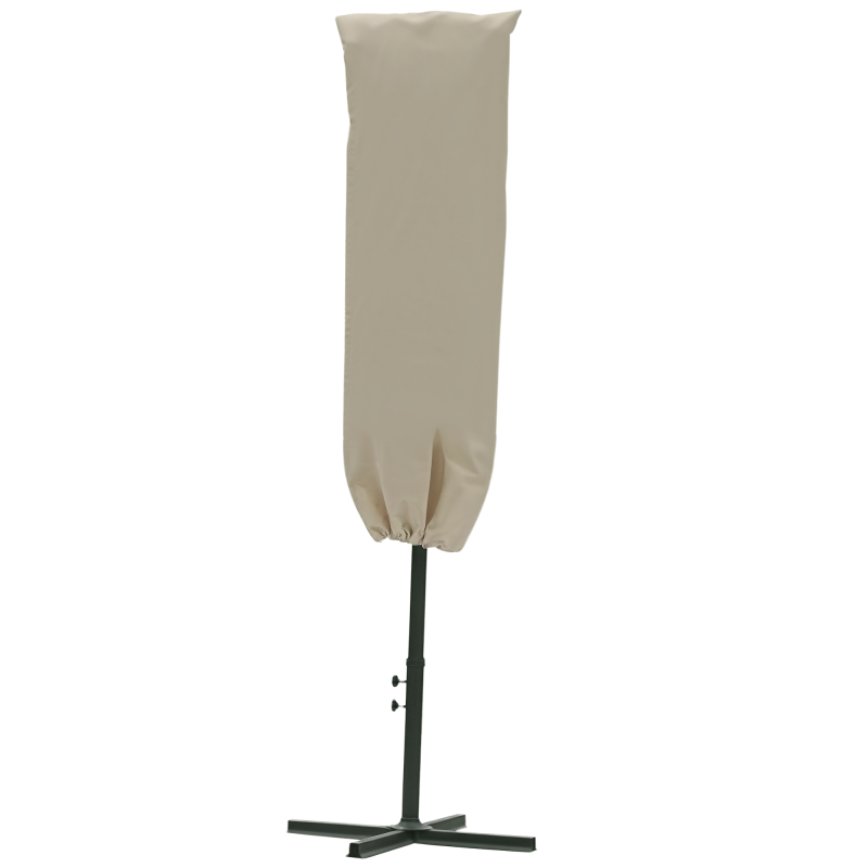 Outsunny Garden Parasol Cover, Outdoor Patio Umbrella Protector Weatherproof Garden Patio with Rod, Zipper for 2-4m Parasol, 60 x 160cm, Khaki