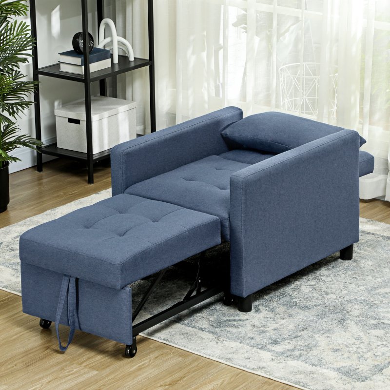HOMCOM 3 in 1 Sofa Bed, Convertible Foldable Sleeper Chair Bed, Tufted Pull Out Sleeper Couch with Adjustable Backrest for Living Room and Bedroom