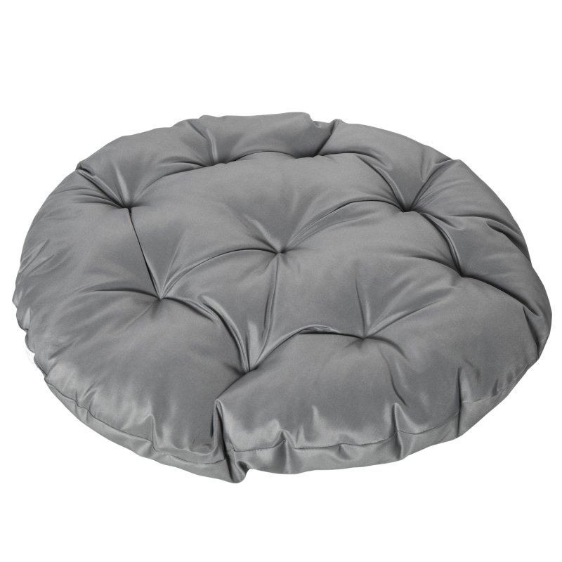 Outsunny 360 Swivel Rattan Papasan Moon Bowl Chair Round Lounge Garden Wicker Basket Seat with Padded Cushion Oversized for Outdoor Indoor, Grey