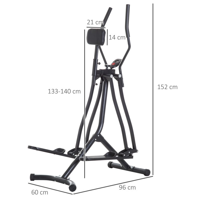 HOMCOM Upright Elliptical Cross Trainer, Air Walker Glider Home Gym, Cross Trainer Fitness Exercise Machine with LCD Monitor - Black