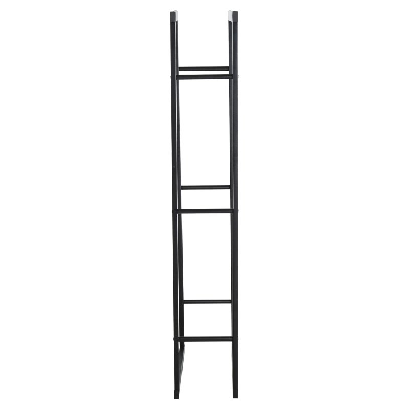 HOMCOM Metal Firewood Log Holder Tall Firewood Rack Indoor Outdoor Fireplace Wood Storage Shelf with Side Rails, Rust-Resistant, Black, 40W x 25D x 150H cm