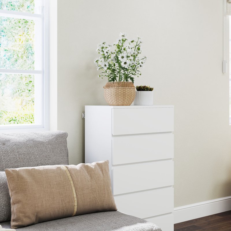 HOMCOM Chest of Drawers, 5 Drawers Storage Cabinet Floor Tower Cupboard for Bedroom Living Room, White