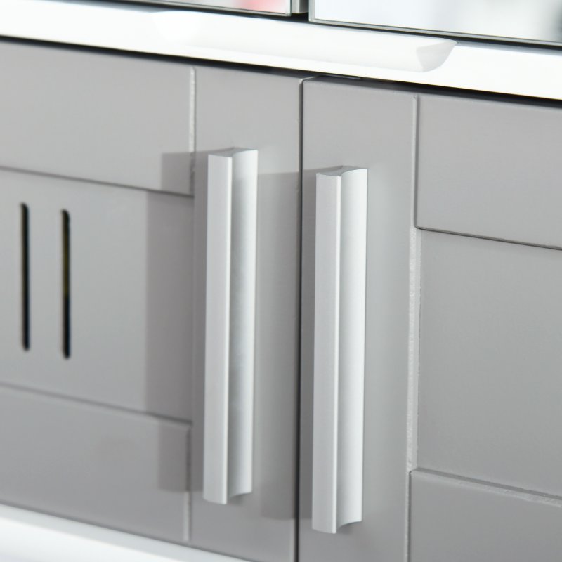 kleankin Bathroom Mirror Cabinet, Wall Mounted Storage Cupboard with Double Doors and Adjustable Shelf, Bathroom Organizer