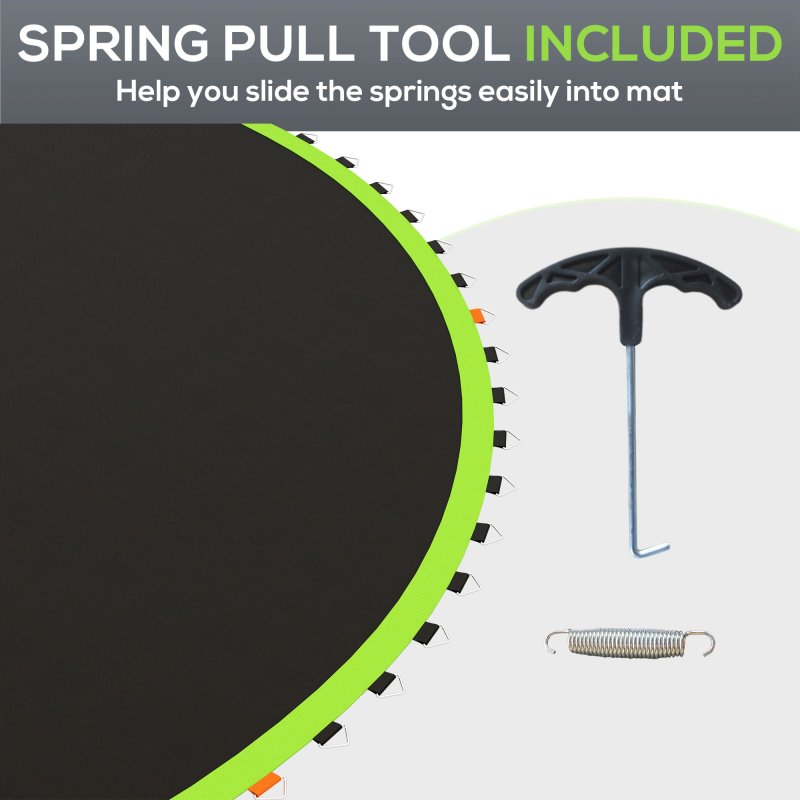 SPORTNOW Trampoline Replacement Mat with Eight Rows of Stitching, Spring Pull Tool, 72 V-Hooks, for 12ft Trampoline, Using 14cm Springs, Trampoline Jumping Mat, Green