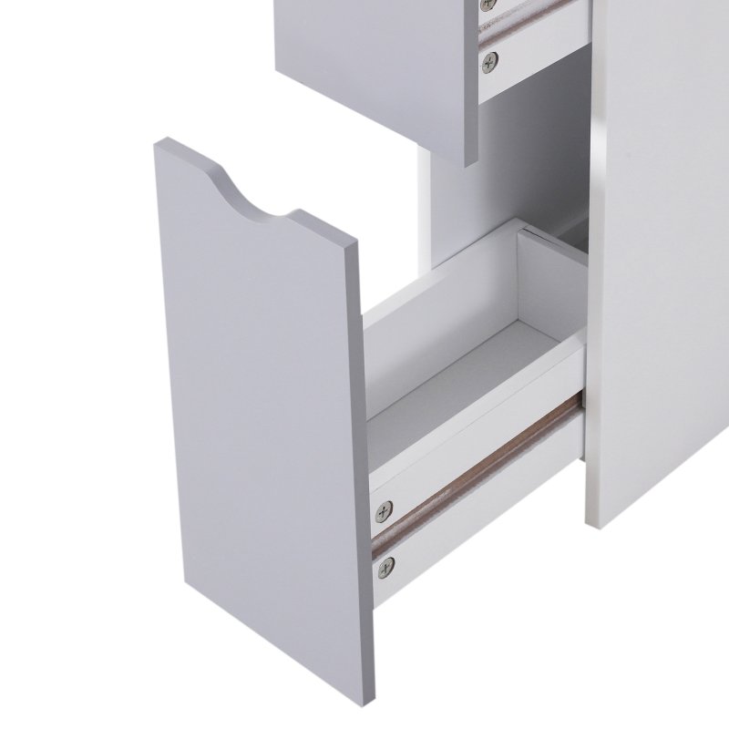 HOMCOM Tall Bathroom Cabinet, Freestanding Bathroom Storage Cabinet with 2-Tier Shelf and Drawers, Narrow Cupboard Storage Unit