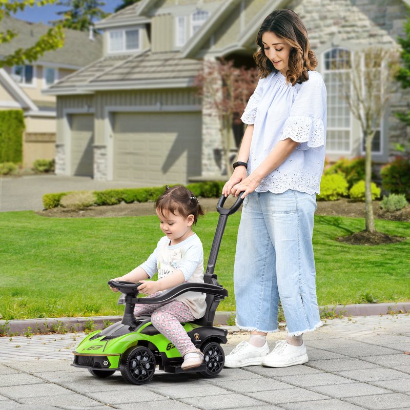 AIYAPLAY Licensed 2 in 1 Baby Ride on Push Car Toddler Push Along Car with Parent Handle Sliding Car with Horn Steering Wheel NO POWER for 1 - 3 Years, Green