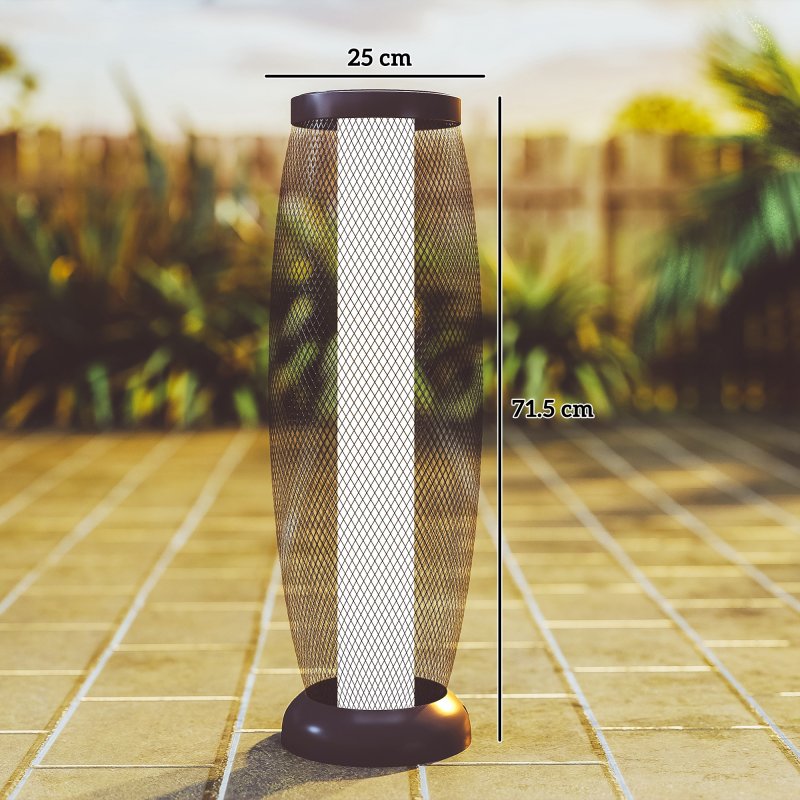 Outsunny Garden Solar Lamp, 71.5 cm Tall Metal Floor Lamp, Auto On/Off LED Solar Garden Light with Metal Wire Shade, IP44 for Outdoor, Porch, Pathway, Terrace, Black