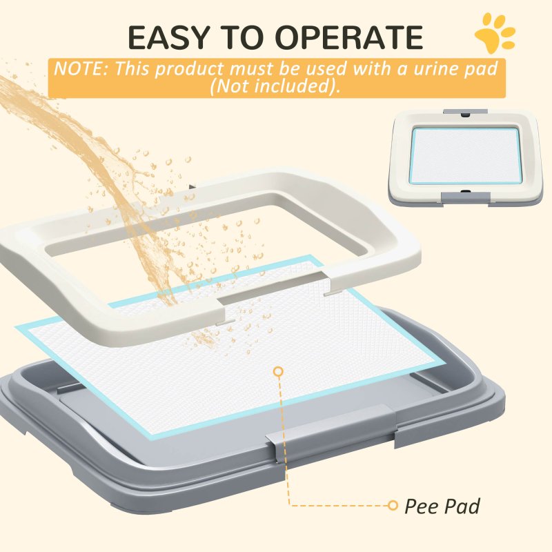 PawHut Dog Toilet Tray, Dog Litter Pee Pad Tray for Training Dogs, Dog Potty Tray Puppy Tray Pad Holder for Indoor, Balcony, Outdoor, 46.5 x 34 x 5.5cm