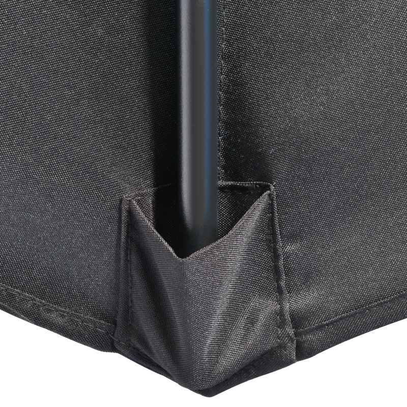 Outsunny 3(m) Half Parasol, Semi Round Umbrella with Metal Frame, Crank Handle for Balcony, Garden, Black