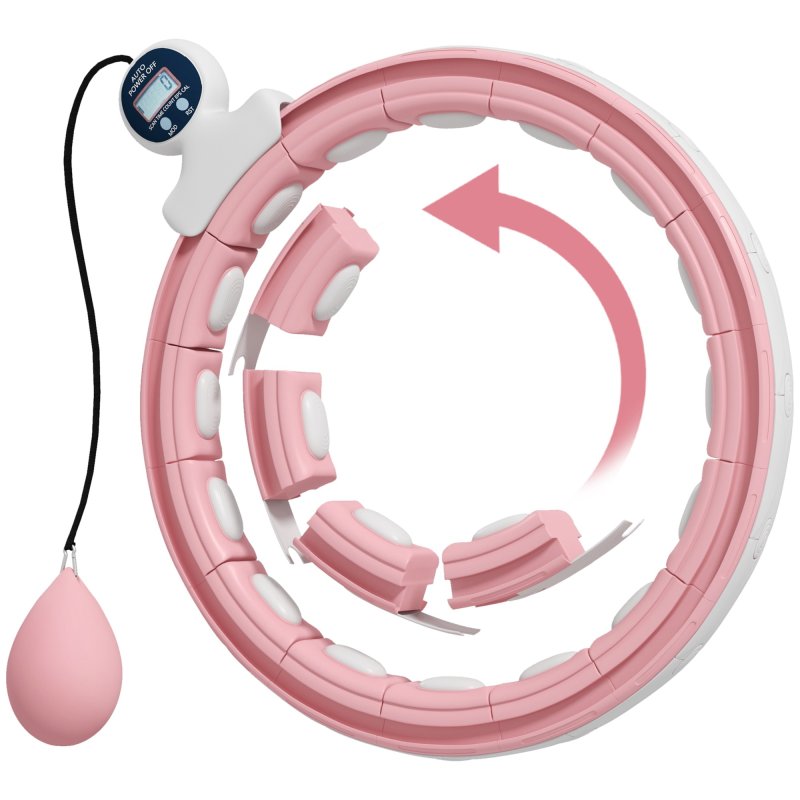SPORTNOW Smart Weighted Hula Hoop for Adults, Hula Ring with 16 Detachable Knots, 360?? Auto-Rotating Ball and Digital Counter, Massage Hula Circle For Weight Loss, Pink