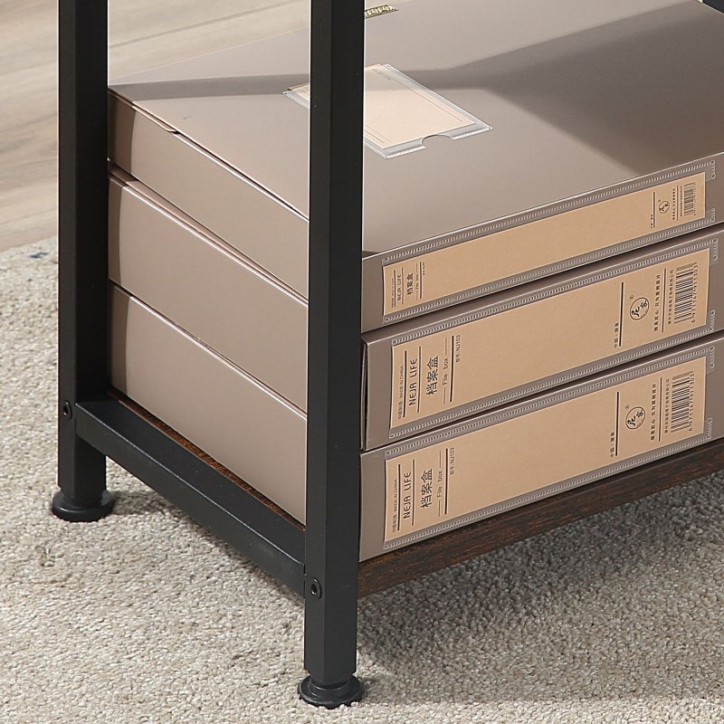 HOMCOM Office Desk with Storage Shelves, 120 CM Computer Desk, Industrial Study Table with Metal Frame for Home Office Small Space, Rustic Brown