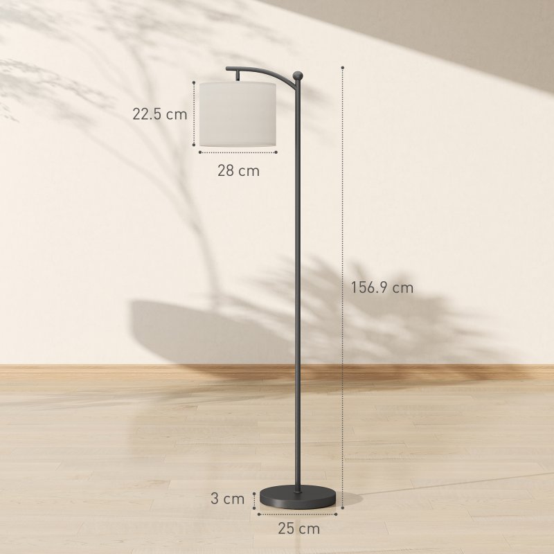 HOMCOM LED Floor Lamp, Stepless Dimmable Reading Standing Lamp with Magnetic Remote Control and 11 Colours Temperature & 11 Brightness Levels, 60 Min Timer for Living Room, Bedroom, Office, Black