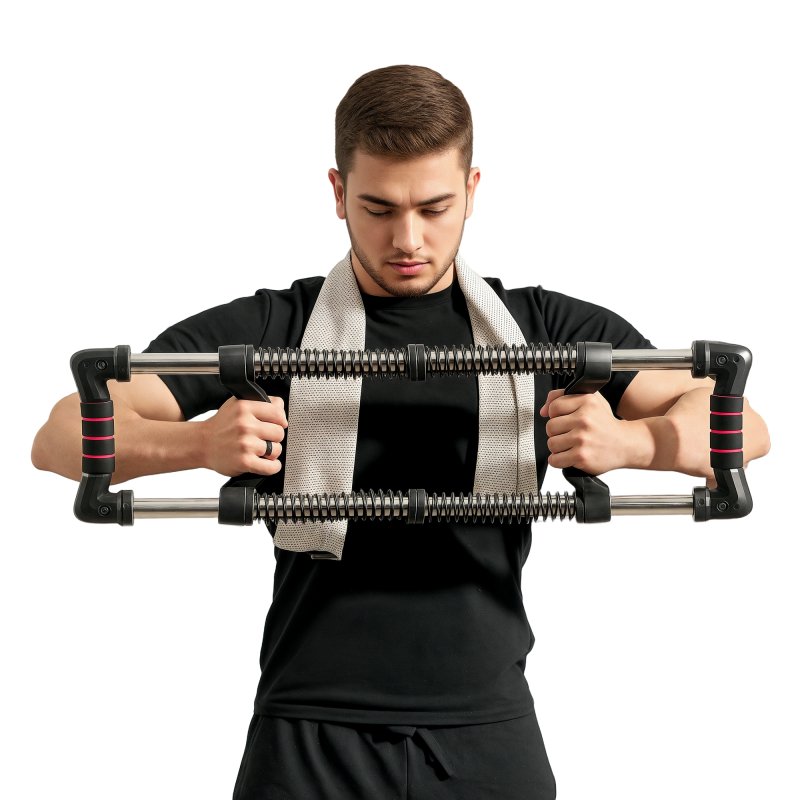 SPORTNOW Chest Expander, Arm Chest Exerciser with 10-50kg Adjustable Spring Resistance, for Home Gym, Office, Travel Workout