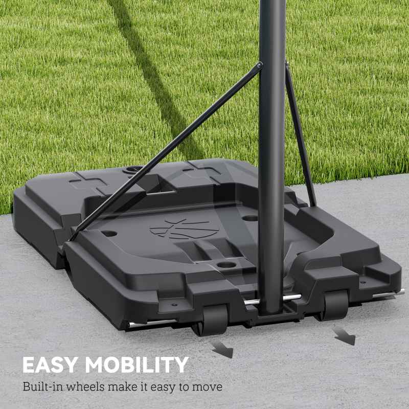 SPORTNOW Basketball Hoop Outdoor, Basketball Hoop and Stand with 10-Level Adjustable Height, Weighted Base, Portable on Wheels, 2.3-3.05m, for Teens, Adults
