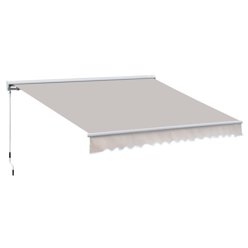Outsunny 3 x 2.5m Electric Garden Door Awning Half Cassette Outdoor Retractable Canopy Patio Shelter w/ Remote Controller Cream White