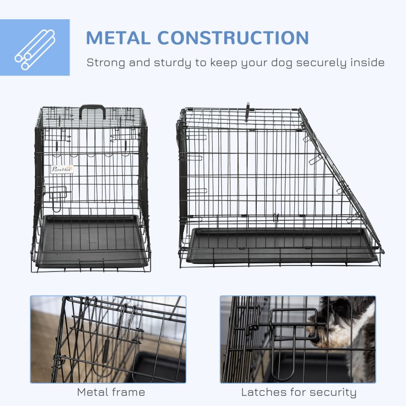 Pawhut Trapeze Collapsible Dog Pet Travel Box Cage Removable Tray 78 x 47 x 55cm
