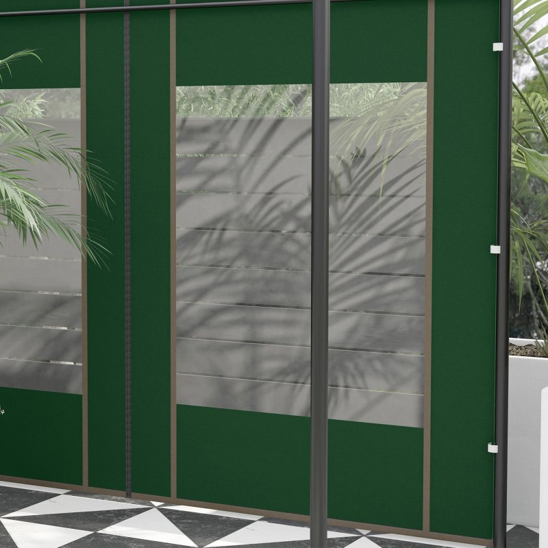 Outsunny Gazebo Side Panels with Zipped Doors and Windows, for 3x3(m) or 3x6m Pop Up Gazebo, 2 Pack Sides Replacement, Green