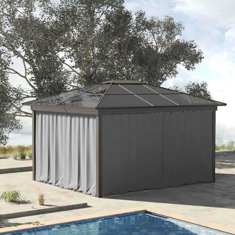 Outsunny 4 Pack Replacement Gazebo Curtains Privacy Panel for Most 3 x 3m Gazebo Canopy Pavillion Outdoor Shelter Sidewalls Accessories Light Grey