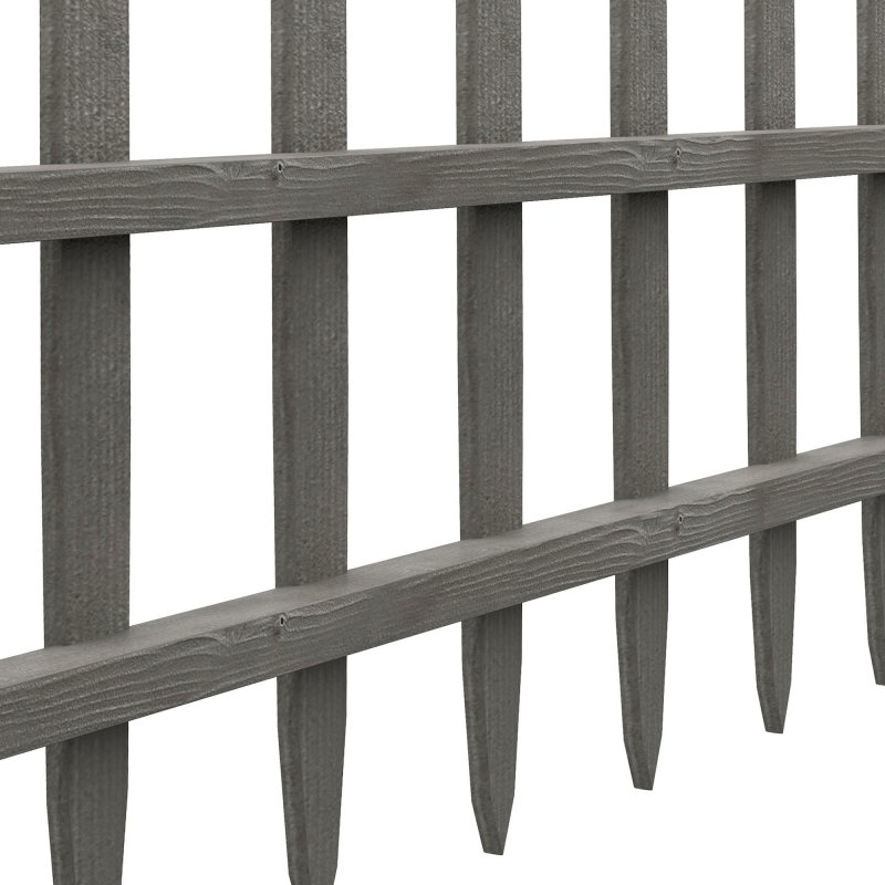 Outsunny Decorative Garden Fencing, 4PCs Outdoor Fence Panels, Wooden Landscape Flower Bed Border Edging, Grey