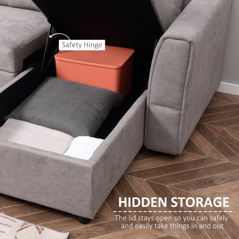 HOMCOM 3 Seater Sofa Bed, L Shaped Pull Out Sofa Bed with Storage, Convertible Click Clack Settee Sectional Sleeper Futon for Living Room, Office