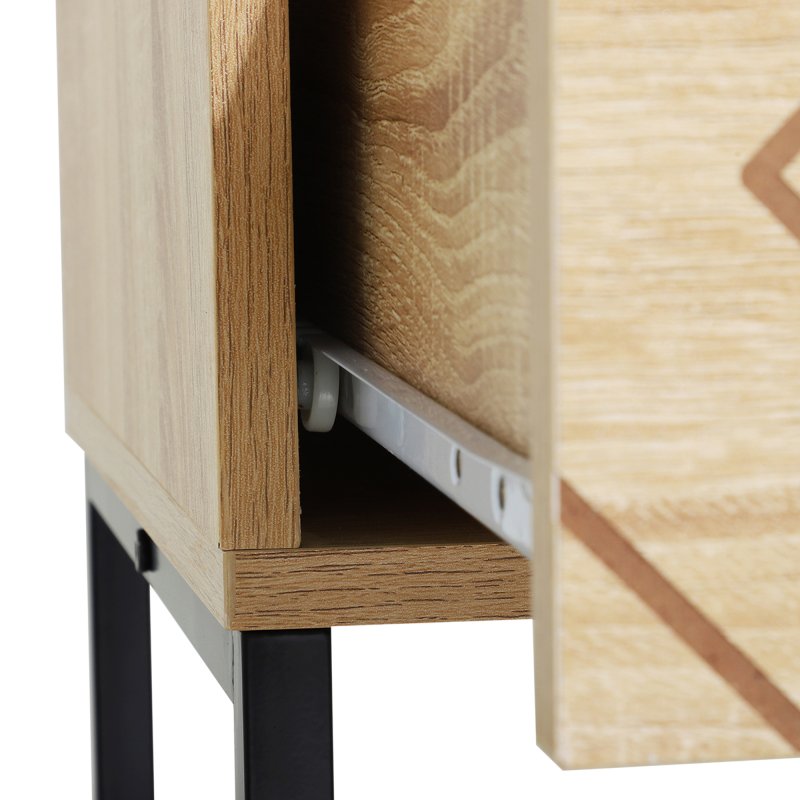 HOMCOM Bedroom Chest of Drawers, 6 Drawer Dresser, Sideboard Cabinet with Zigzag Design and Metal Base, Storage Drawer Unit, 120x71cm, Natural