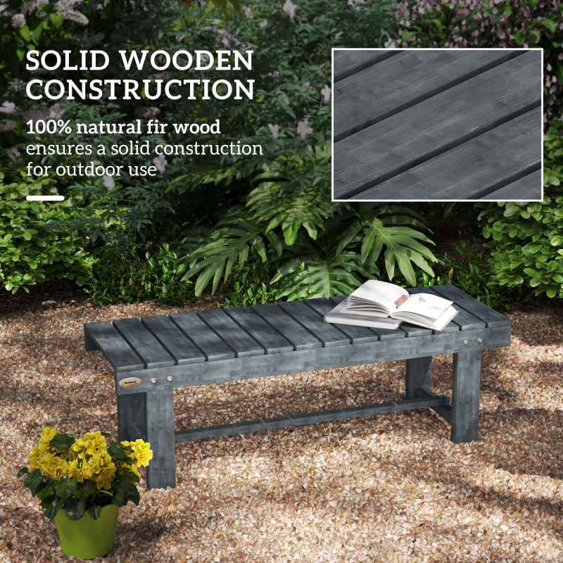 Outsunny 1 Piece 2-seater Outdoor Indoor Wooden Garden Bench Fir Patio Loveseat, 110L x 38W x 35Hcm, Grey