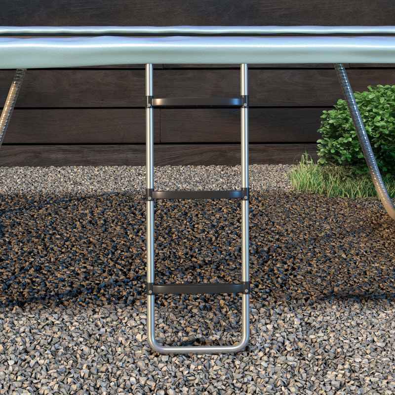 SPORTNOW Galvanised Steel Trampoline Ladder, 2 Steps/3 Steps Outdoor Trampoline Accessories for 6ft, 8ft, 10ft, 12ft, 13ft, 14ft, 16ft Trampoline, 97L x 32Wcm, Silver Tone