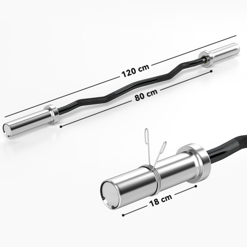 SPORTNOW 4ft Barbell Bar up to 100kg for 5cm Weight Plates with Spring Clips, Home Gym Weight Lifting Bar, 8kg