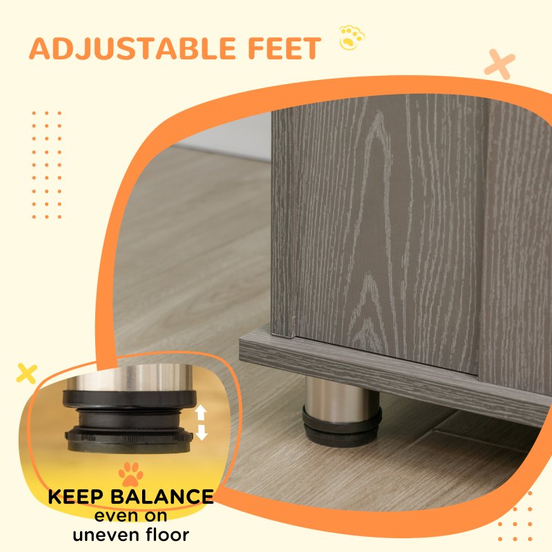 PawHut Dog Crate Furniture End Table, Pet Kennel for Extra Large Dogs with Magnetic Door Indoor Animal Cage, Grey, 114 x 60 x 82 cm