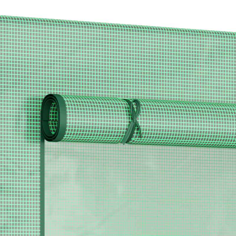 Outsunny Tomato Greenhouse Walk-in Garden Greenhouse with Pent Roof, Roll-up Door, Mesh Window for Plants Flowers Herbs Grow, 200 x 76 x 168 cm, Green