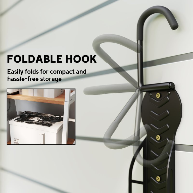 SPORTNOW 4 Pack Bike Rack, Wall Mounted Bicycle Hanger Hook, Foldable Garage Bike Wall Rack, Bicycle Storage Holder for Indoor Outdoor Use