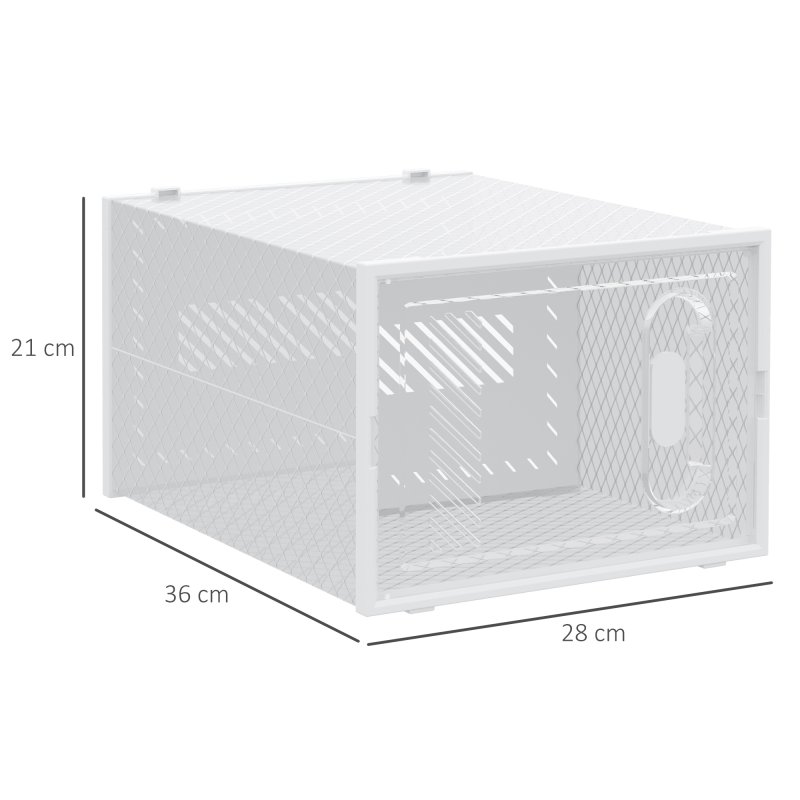 HOMCOM 8PCS Clear Shoe Box, Plastic Stackable Shoe Storage Box for UK/EU Size up to 12/46 with Magnetic Door for Women/Men, 28 x 36 x 21 cm