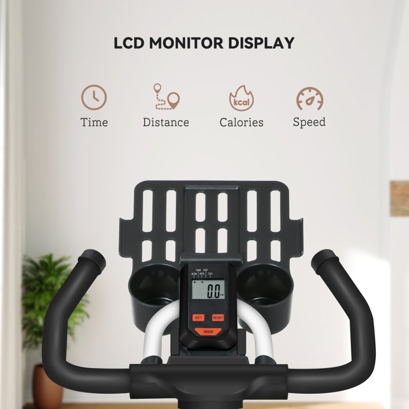 HOMCOM Upright Exercise Bike 8kg Flywheel Indoor Training Cycling Machine Stationary Workout Bicycle with Adjustable Resistance Seat Handlebar LCD Display for Home Gym, White
